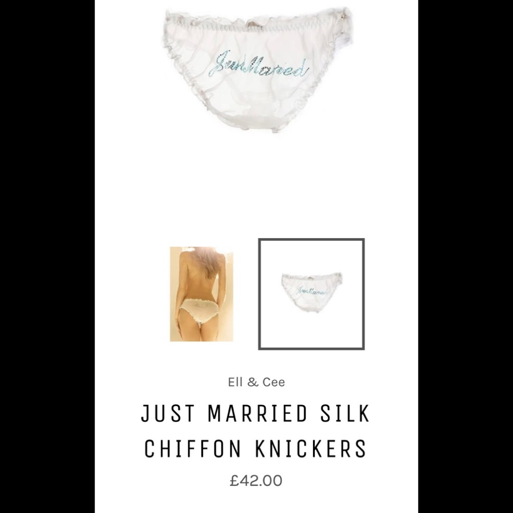 Ell & Cee 100% silk Just Married Panty